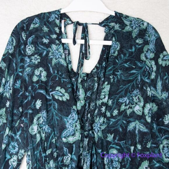 New! Free People Dance ‘Til Dawn Green Black Floral‎ Romper, size S - Picture 5 of 14